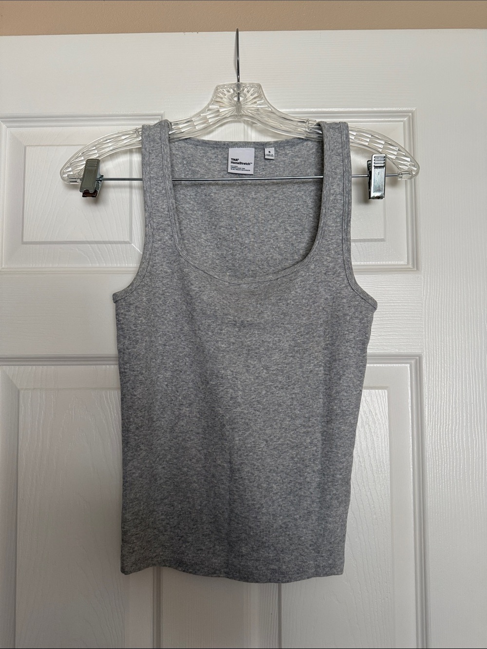 Aritzia TNA Homestretch Heather Chrome Rib Frequency Tank S